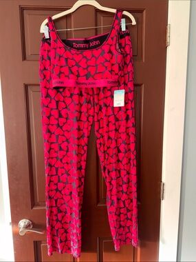 Tommy John Kids Hot Pink and Black Heart-Print Pajama Set